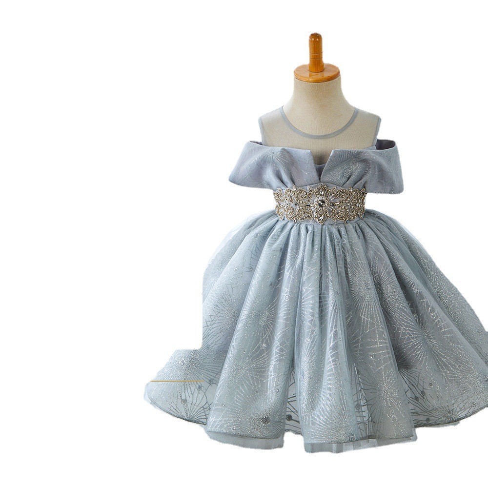 Robe de princesse féerique en tulle style années 80 pour filles, idéale pour un anniversaire, un mariage ou comme demoiselle d'honneur. 100% coton. Vêtements pour filles de 0 à 3 ans._voghion.com