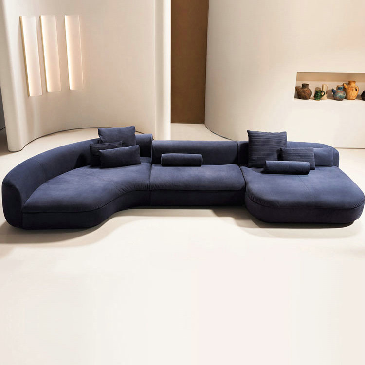 Italian Baxter Fabric Sofa Living Room Combination with Irregular Arc Shape, Extra Wide and Deep Seat, Foshan Shunde Piaf Sofa