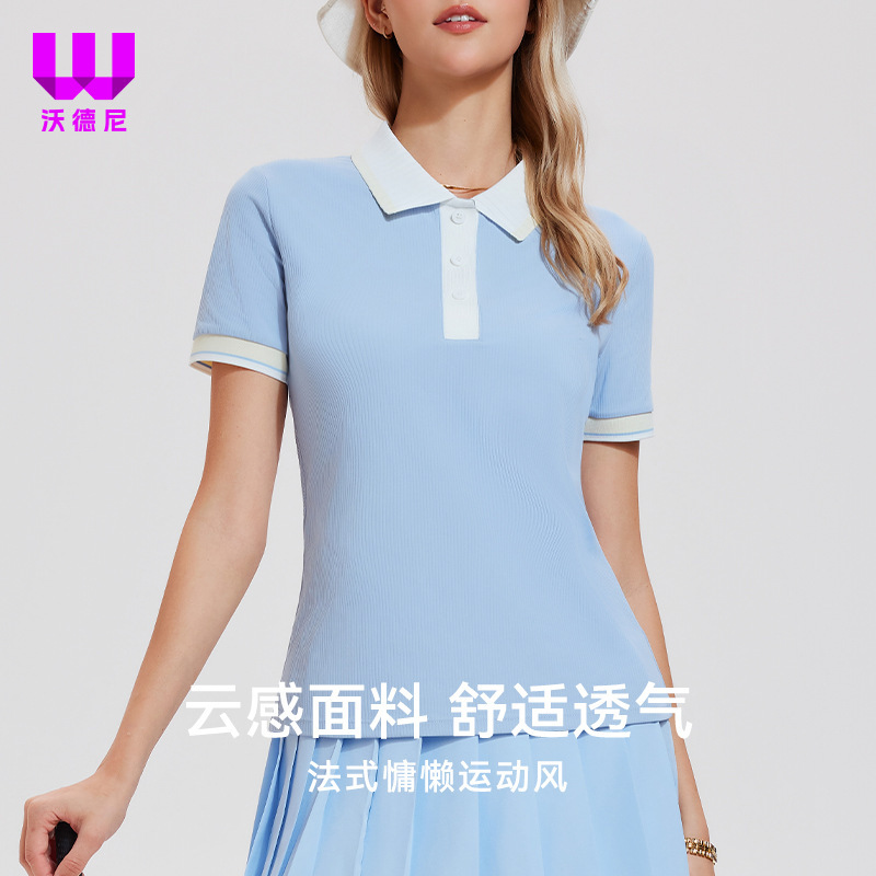 Lapel Polo Sports Short-Sleeved Women's Outdoor Golf Tennis Short-Sleeved Color-Blocked T-Shirt Quick-Drying Workwear Top Lapel Polo Sports Short-Sleeved Women's Outdoor Golf Tennis Short-Sleeved Color-Blocked T-Shirt Quick-Drying Workwear Top