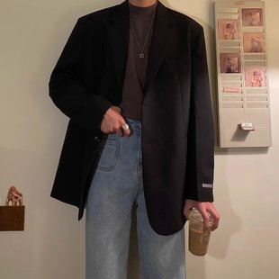 Simple high-grade solid color Korean style suit jacket for men 2024 Spring and Autumn New retro niche Yupi small suit
