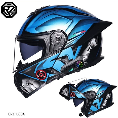 Orz motorcycle helmet for men and women, Motosiklet dəbilqələri - m-blue-knight-transparenty10-bluetooth-hard-microphone