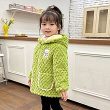 新款三层夹棉罩衣儿童加厚加绒时尚家居服外套男女童冬季保暖护衣
