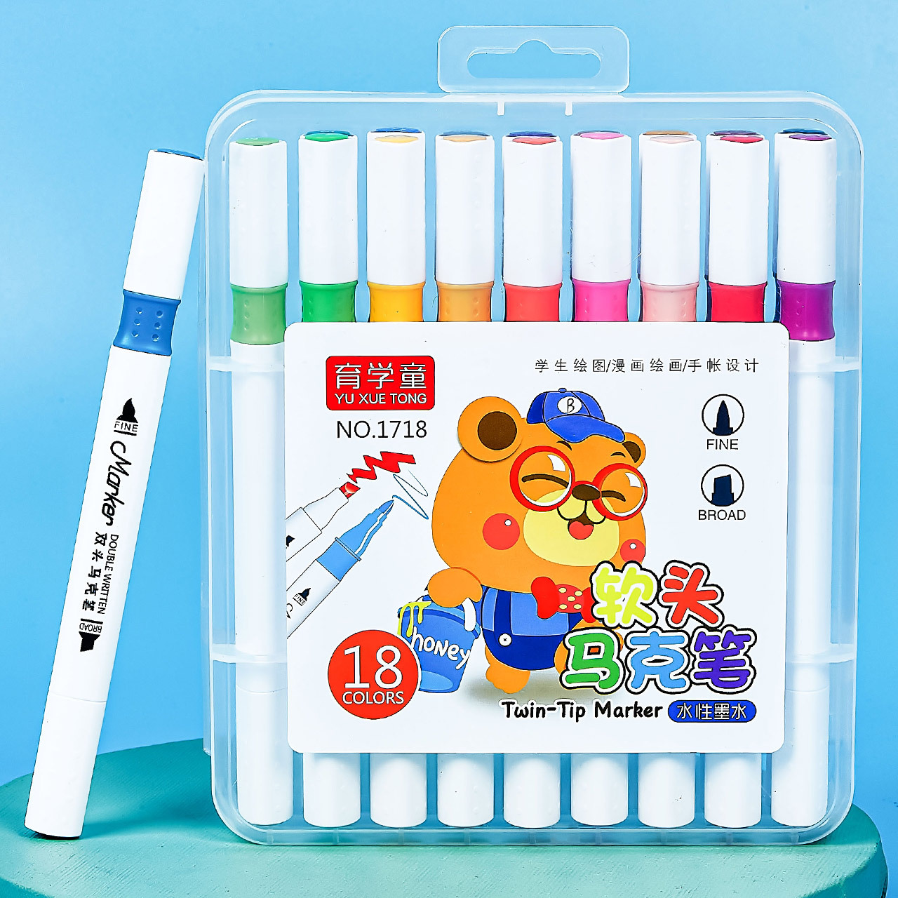 Marcador triangular de doble cabeza tinta a base de agua pincel de pintura para niños suministros de arte para estudiantes bolígrafo suave multicolor cabeza bolígrafo de color