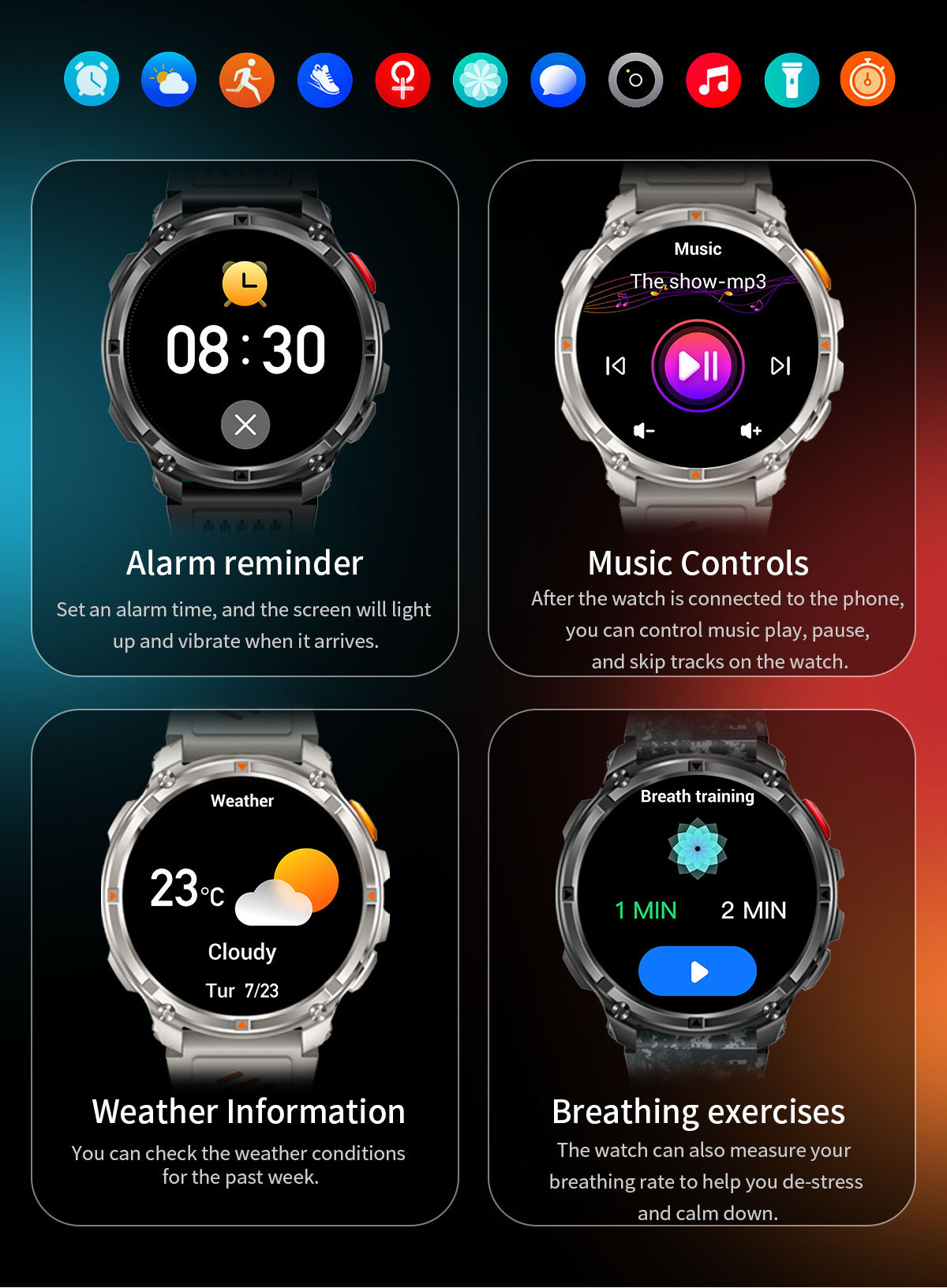 Smartwatch For Outdoor Sports With Calling Compass And Flashlight_voghion.com