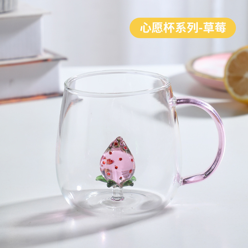 Vaso de vidrio para animales Taza de animales tridimensional de dibujos animados con borosilicato al por mayor nuevo vaso de alto valor con mango