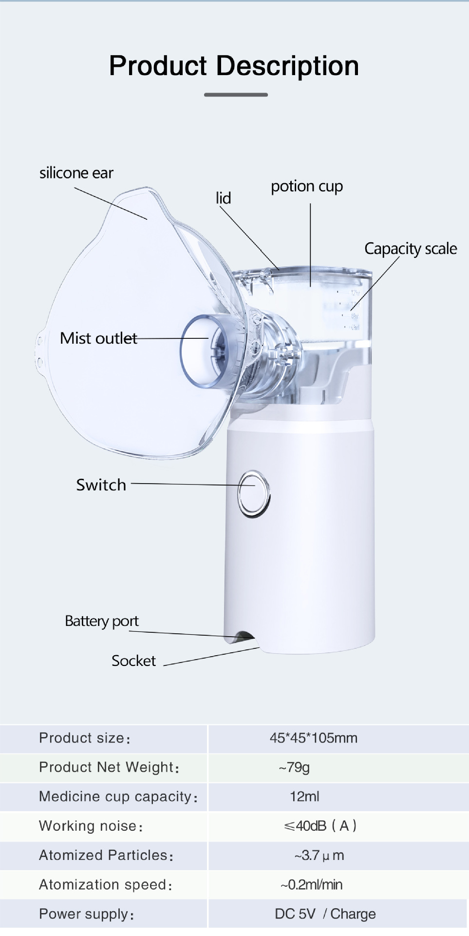Handheld Micronet Nebulizer For Adults And Children Portable Device_voghion.com