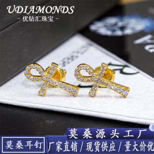 Europe and the United States hot new S925 silver moissanite earrings round cross earrings Europe and the United States hip hop personality ear ring