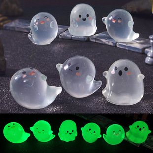 Halloween Cross-border Cute Ghost Luminous Micro Landscape Gardening Small Ornaments Car Central Control Decoration Small Accessories