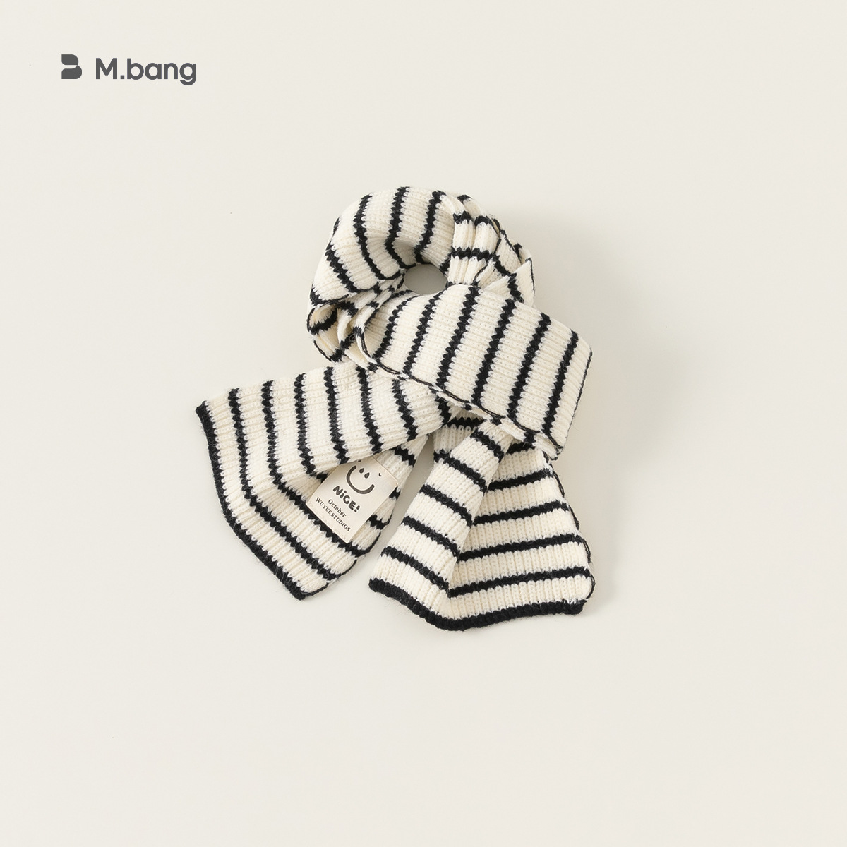 Niños bufandas rayas coreanas personalidades sonrientes etiquetas para niños niñas bebés calentamiento de lana de punto collar