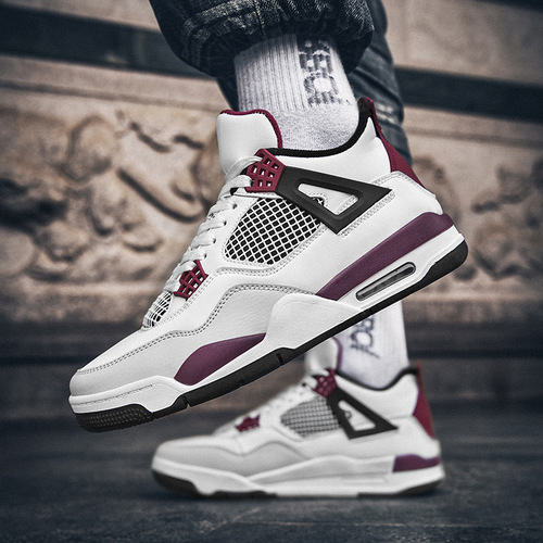 aj4 basketball shoes summer mesh breathable sports trendy shoes air cushion large size men's white shoes casual all-match sneakers