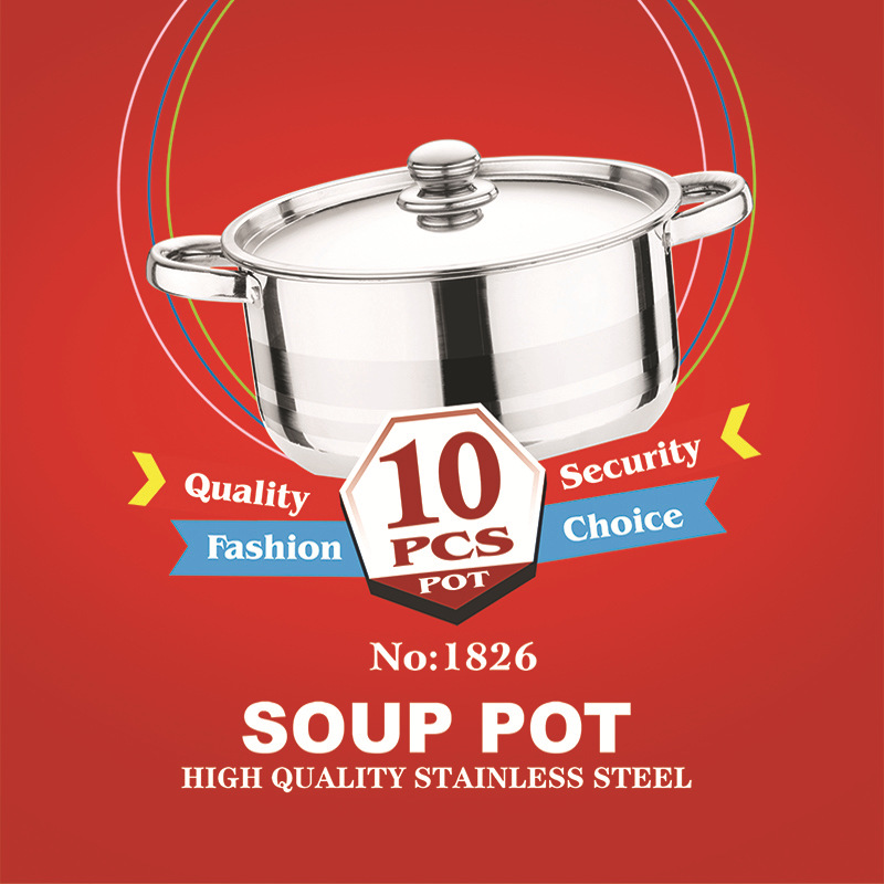 De estilo europeo de lujo ligero de 10 piezas de juego de ollas de 10 piezas antiadherente wok olla de sopa plana antiadherente pan transfronterizo venta caliente