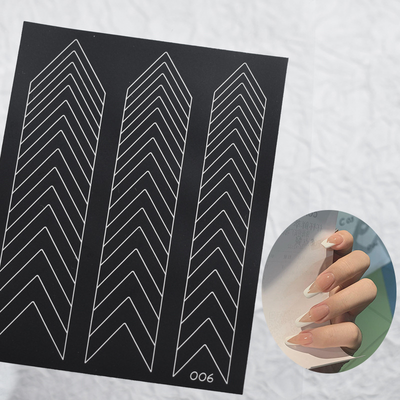 Manicure estilo francés borde auxiliar pegatinas en el viento crescente sonrisa línea de manicure pegatinas pegatinas de esmalte de uñas en forma de V al por mayor