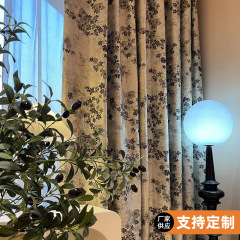 浮き彫り山茶花カーテン布寝室客間軽贅沢浮き彫りジャカードカーテン高精密垂直遮光布