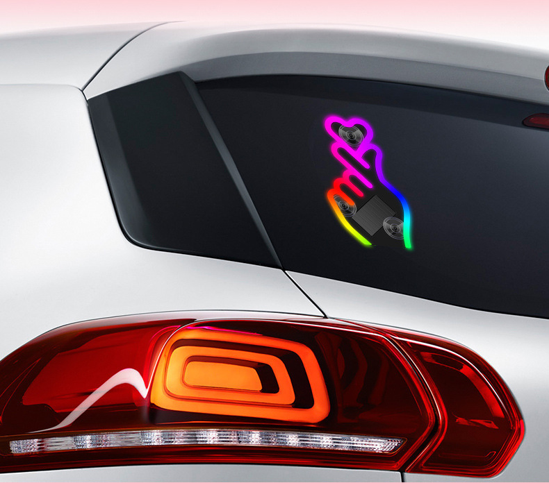 Cross-Border Automotive Solar-Powered Triangular Window Heart-Shaped Ambient Light Car Interior Modification Neon Light USB Heart Light