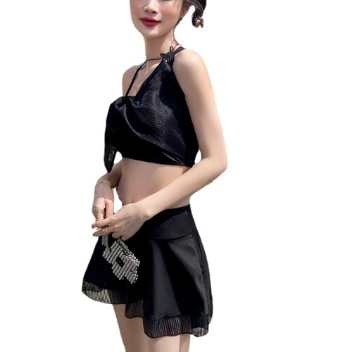 Korean style ins style Internet celebrity split skirt two-piece set women's swimsuit student small fragrance hot spring swimwear