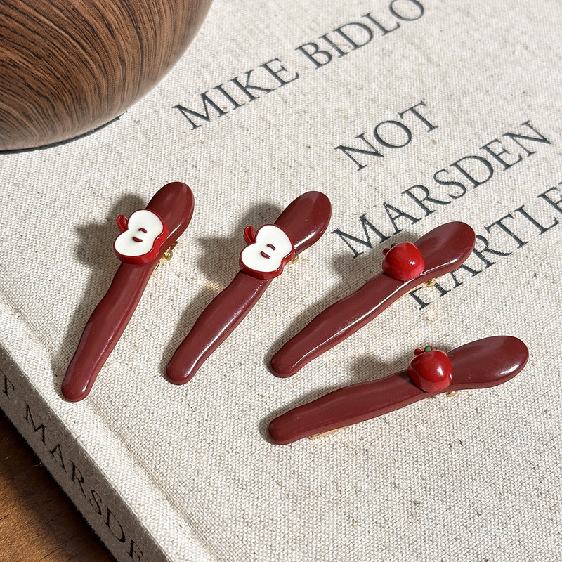 Angola Red Apple Hairpin Seamless Bangs Side Clip Niche Design High-End Fashion Hairpin Accessory Angola Red Apple Hairpin Seamless Bangs Side Clip Niche Design High-End Fashion Hairpin Accessory