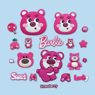 Cartoon Strawberry Bear Series Cave Shoes Buckle Cute Creative Cartoon Mobile Phone Case Soft Adhesive Patch PVC Stereo Patch