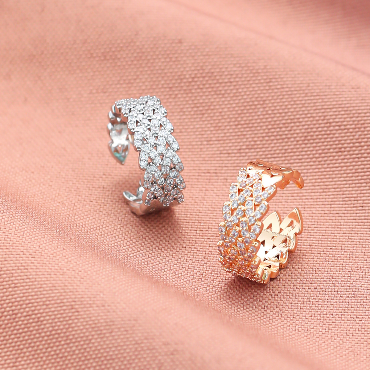 copper one size ring with stone with zircon