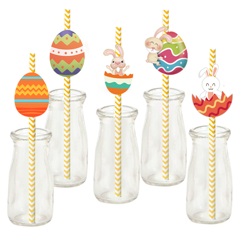 Easter Simple Style Classic Style Color Block Paper Holiday Daily Drinking Straw display picture 1