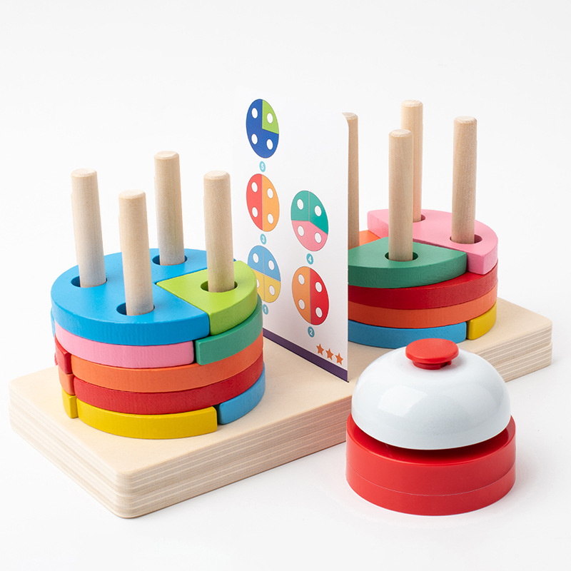 Tablero intelectual geométrico Montessori para niños pequeños, combinación de formas, cuatro juegos de bloques de construcción, rompecabezas para niños al por mayor, juguetes educativos para la educación temprana