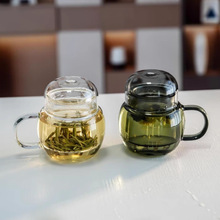 高硼硅玻璃耐热家用三件杯迷你泡茶杯高颜值简约加厚带把手喝水杯