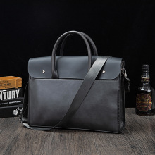 复古疯马皮男包男士手提包商务公文包大容量男式单肩斜挎包