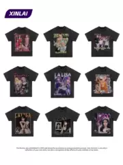 Blackpink short sleeve T-shirt American cotton loose Korean women's group heavy small neckline clothes summer T-shirt wholesale