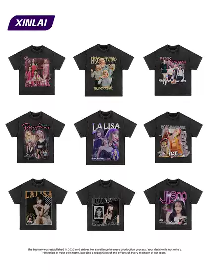 Blackpink short sleeve T-shirt American cotton loose Korean women's group heavy small neckline clothes summer T-shirt wholesale