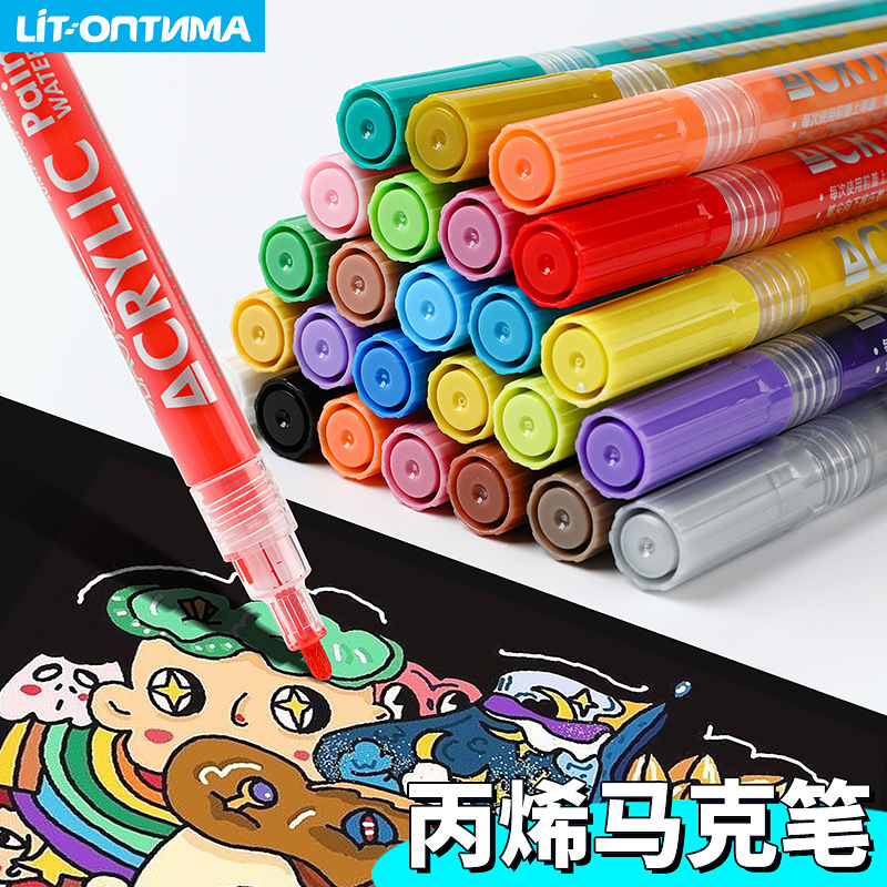 Amazon caliente-Venta de marcador acrílico marcador a base de agua modelo de pluma de acuarela de cerámica para colorear pluma de acrílico de la válvula