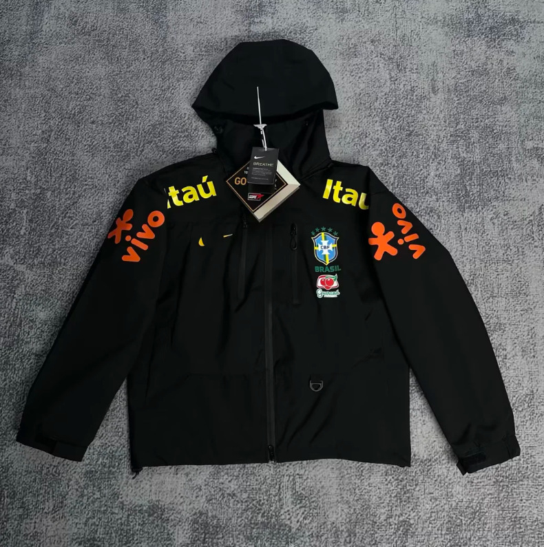 Nike Brazil CBF Hooded Windbreaker Jacket Gore-Tex Black