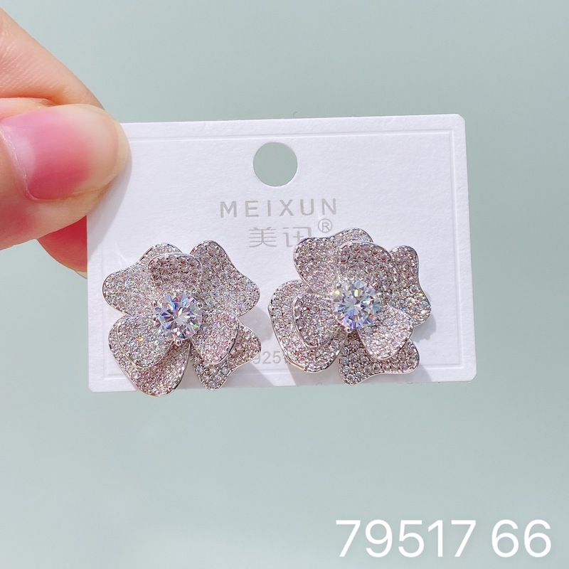 Meixun ジュエリー韓国版の新しいマイクロ象嵌ジルコンイヤリング、ファッショナブル、軽い高級感、ハイエンドの女性用多用途イヤリング|undefined