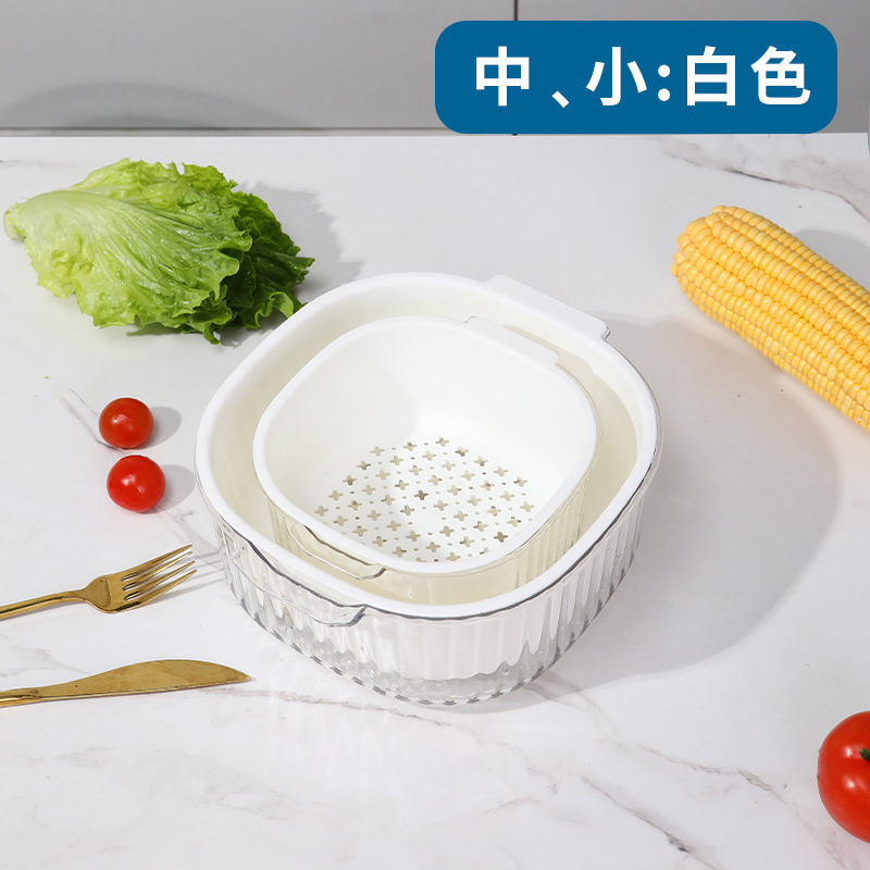 厚い二重の水たまりの台所の野菜のたらいの果物のかごを洗って野菜のかごを濾過します。|undefined