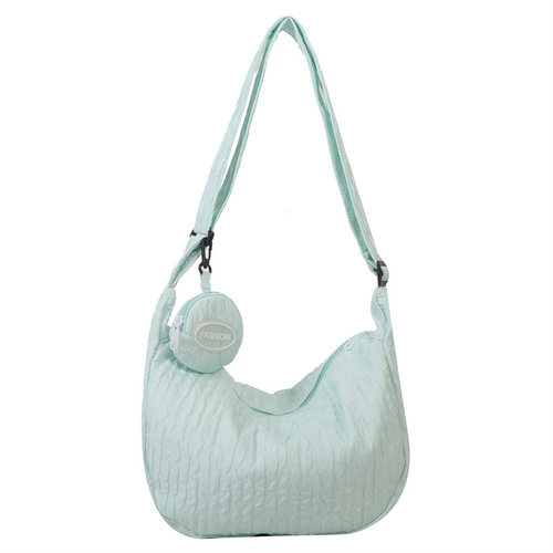 Large-capacity fashionable and simple nylon pleated casual bag  summer new style Internet celebrity one-shoulder cross-body dumpling bag