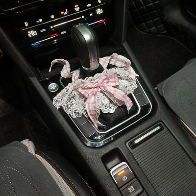 Neck Safety Belt, Car Interior Supplies — Seat belt shoulder pad - gear-handle-cover-fairy-pink-lace-decoration