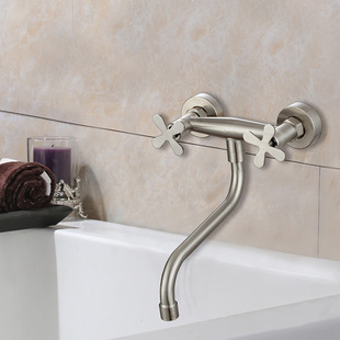 304 stainless steel Russian North American market wall type five-way cold and hot double control swing faucet