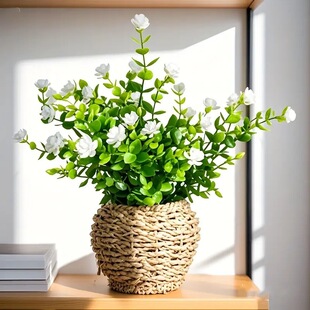 Cross-Border Simulated Straw Flower Baskets, Plants, Home Living Room Desktop Photography Props, Decorative Ornaments, Artificial Fake Potted Plants