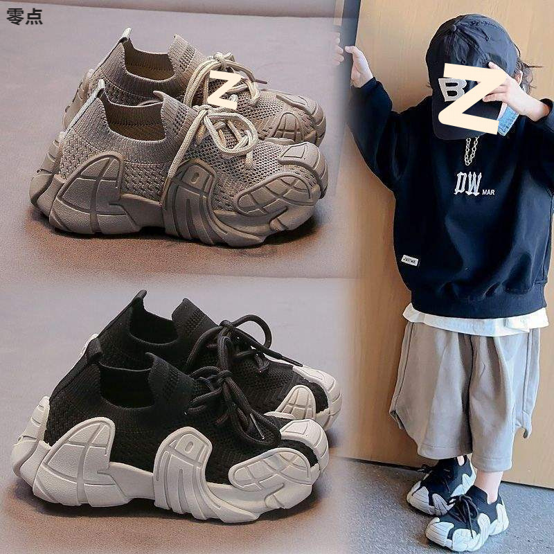 2025 New Spring Children's Socks Boys' Fly Knitted Breathable Baby Sports Shoes Non-Slip Soft Sole Girls