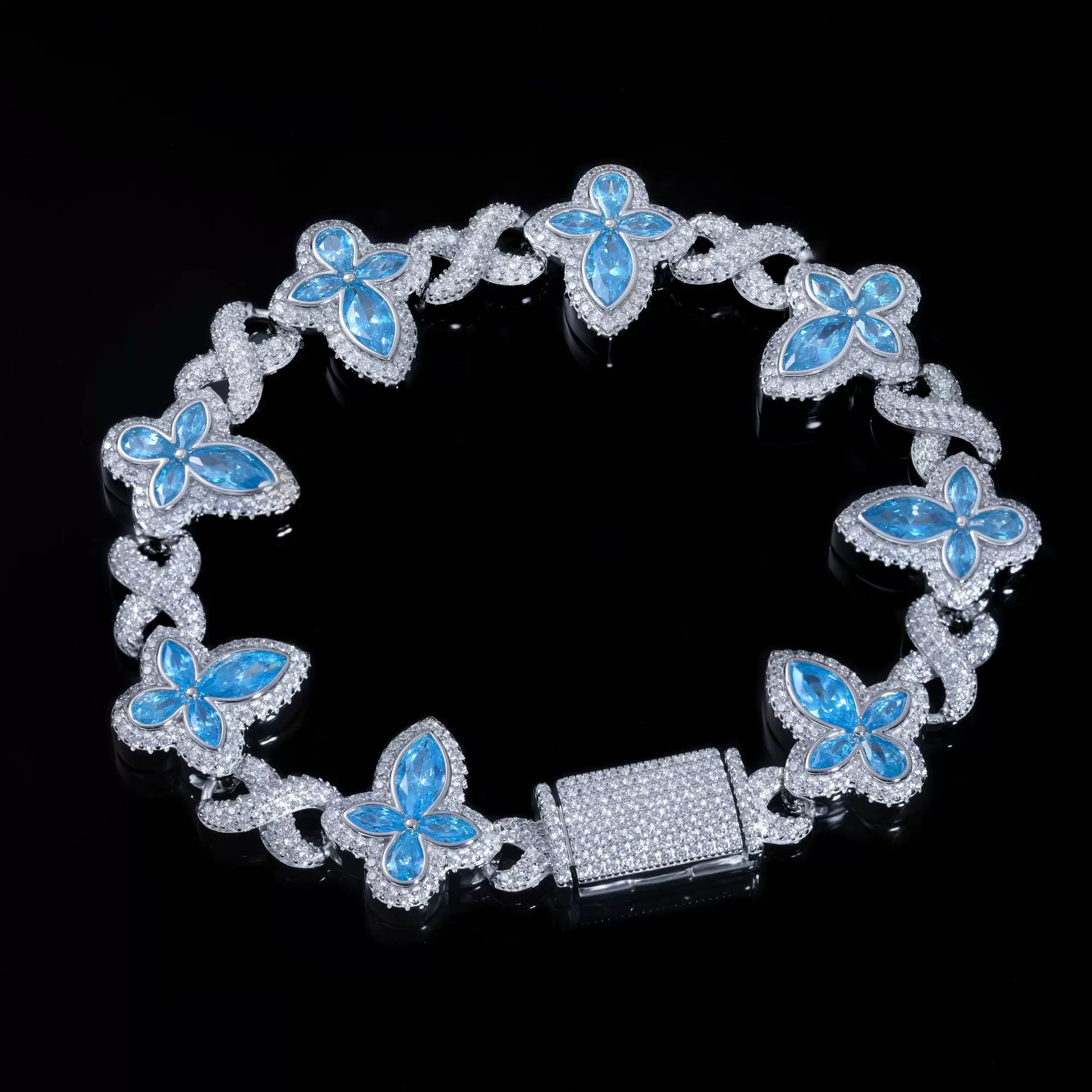 嘻哈说唱链条无限十字架手链时尚潮酷痞帅高级5A锆石彩色项链饰品