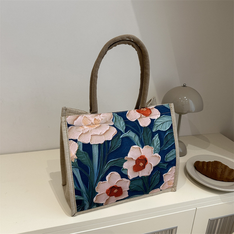 Large Capacity Commuter Bag Women's 2024 New Fashionable Shoulder Tote Bag Ethnic Style Student Handbag Trendy