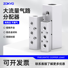 大流量AL多管路ガス列4分2分ガスブロック3分流器ガス路分配器1インチ金型冷却水列