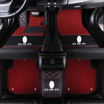 Modelə uyğun ayaqaltı | Cat, special full-coverage car floor mats - euleriq-double-layer-black-and-red-black-and-red-silk-loop