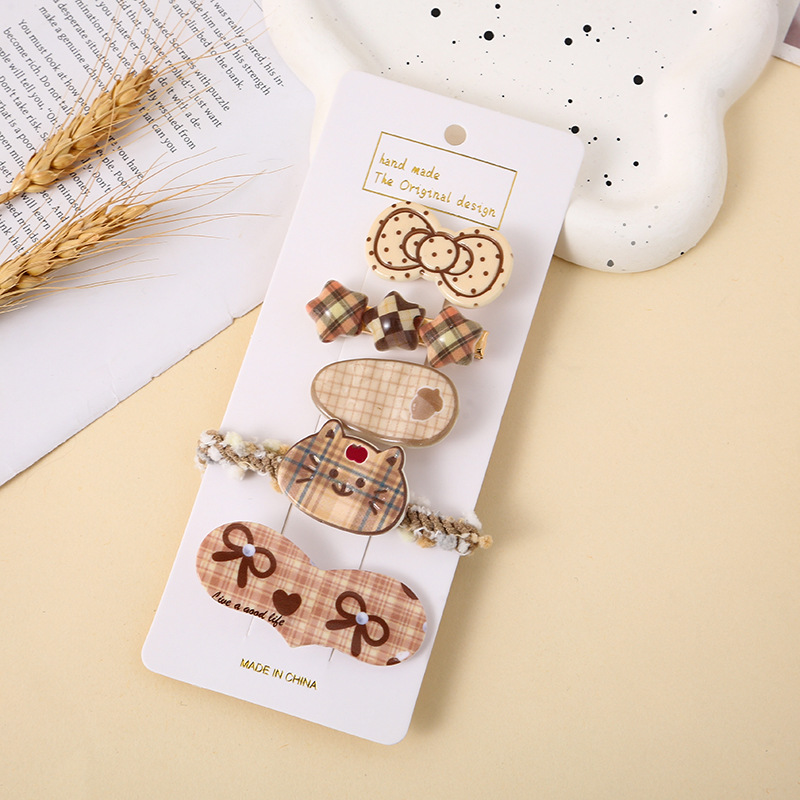 Clips de boca de pato para niños coreanos dulces y lindos cabello de cabello de arco de cuadrilátero clips de cabello de frangeo para el cabello rotos lateral clip