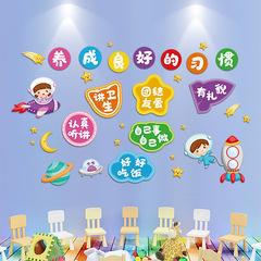 旅康新款幼兒園文化教育文明好習慣早教貼紙畫房間窗戶玻璃裝飾貼