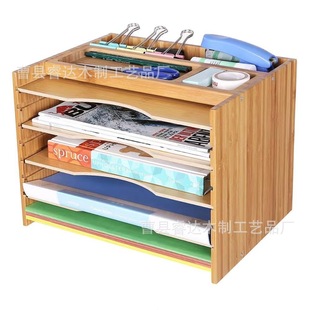 Customized Bamboo Desktop File Cabinet Adjustable File Storage Rack Desktop File Storage Box