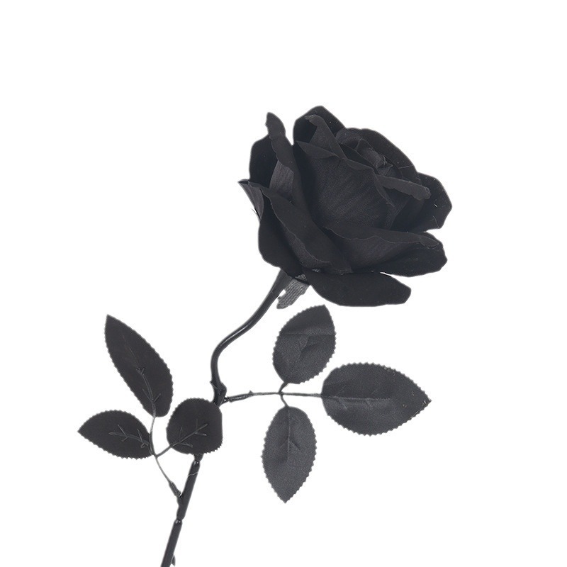 Rosa de simulación negra Rosa Halloween Festival de fantasmas Horror Estilo gótico Serie oscura Decoración Flor falsa