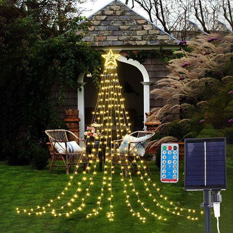 Christmas Waterfall Lights Led Star Decoration For Garden Trees_voghion.com
