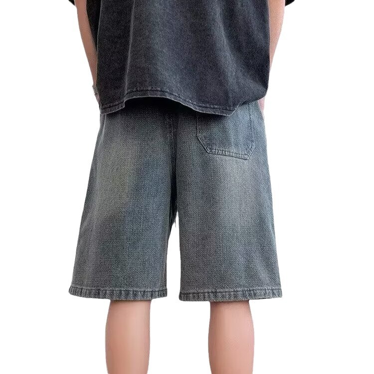 Pantalones cortos de mezclilla con patrón de cielo estrellado Casual 2024 Verano Nuevo estilo Marca de moda Pantalones de calle Pantalones vaqueros de cinco puntos sueltos rectos