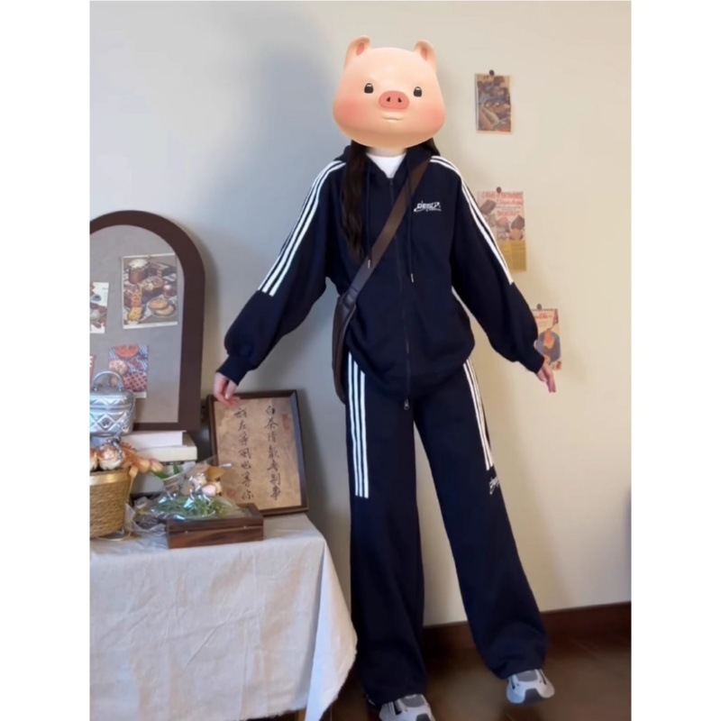 学院风运动服套装女春秋学生宽松显瘦韩版时尚炸街卫衣休闲两件套|undefined