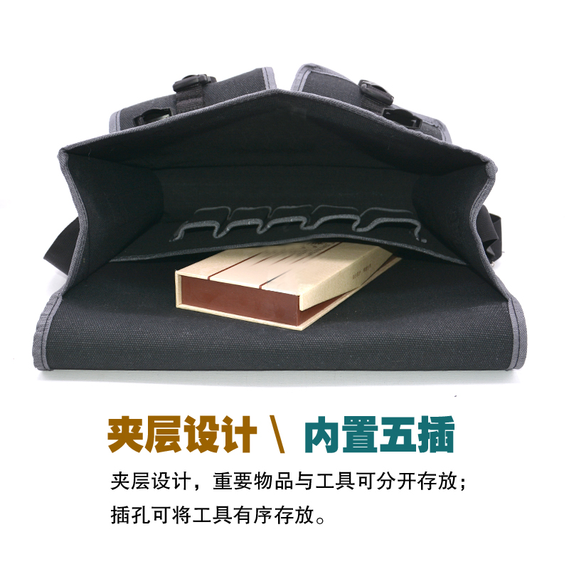 Kit de herramientas para trabajadores de la construcción, lona gruesa, bolsillo eléctrico multifuncional grande, bolsillo de carpintero de doble capa, decoración resistente al desgaste