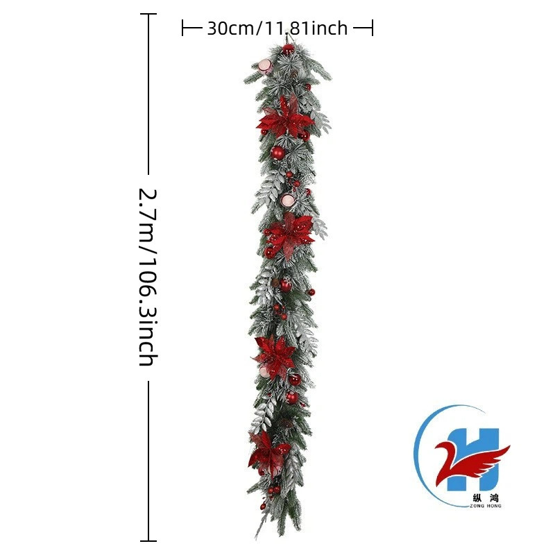 国境を越えた売れ筋クリスマスガーランドベルベットレッドフラワー模造クリスマスデコレーションセットホリデーガーランド逆さまホームデコレーション|undefined